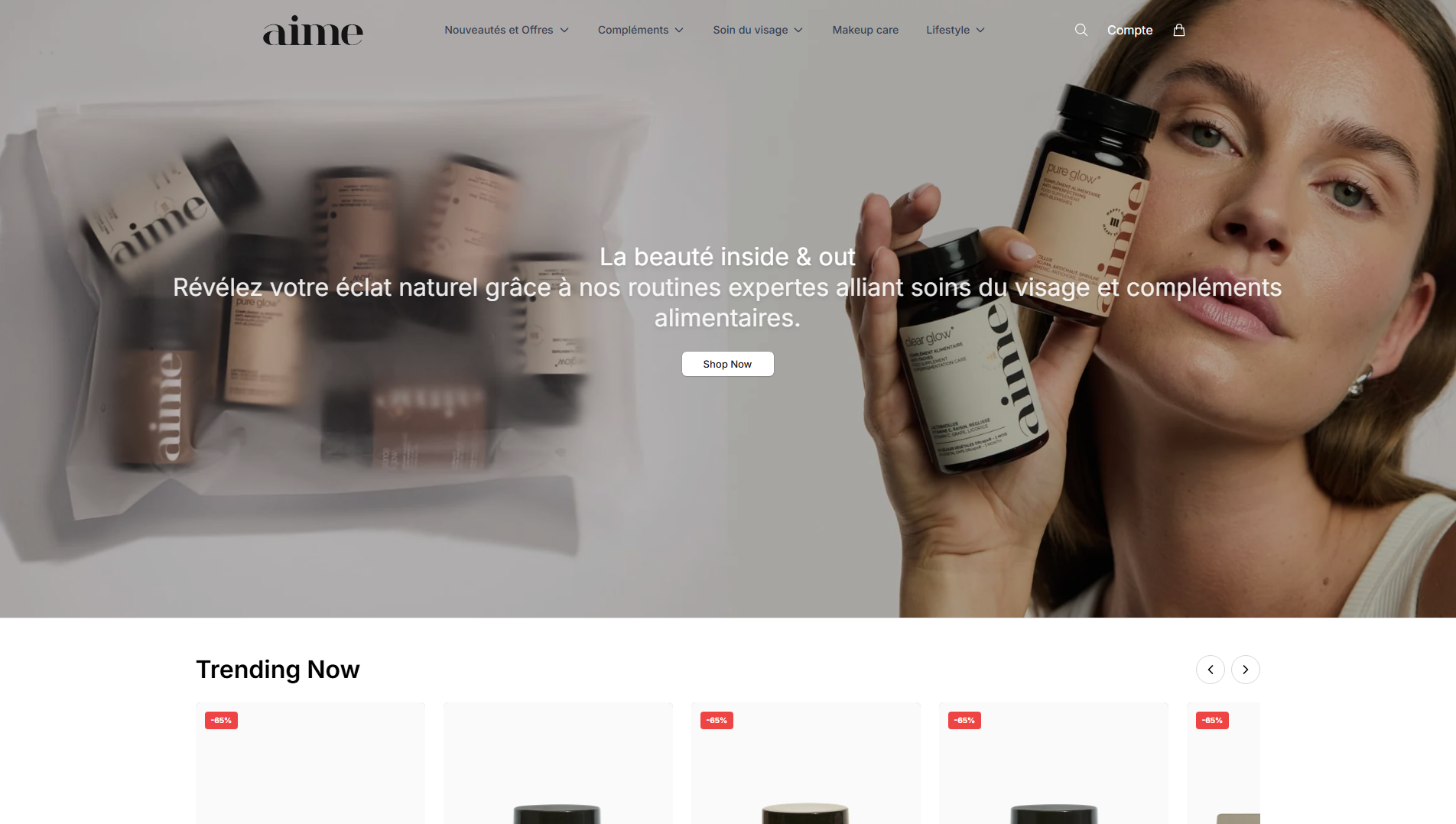 Stored capture of aimeglow.shop