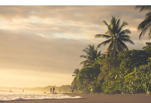 Relaxed beach scene at Playa Hermosa, Costa Rica – a popular retirement destination offering a tranquil coastal lifestyle, warm climate, and vibrant expat community.