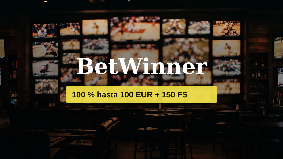BetWinner casino — bono de bienvenida 100 % hasta 100 EUR + 150 FS, pagos: Visa, Mastercard, Skrill, Neteller, Boleto