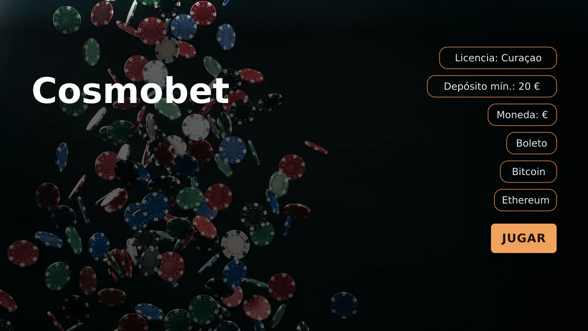 Cosmobet casino - bono de bienvenida 100% hasta 500 &euro; + 50 FS, pagos: Boleto, Bitcoin, Ethereum, Litecoin, USDT