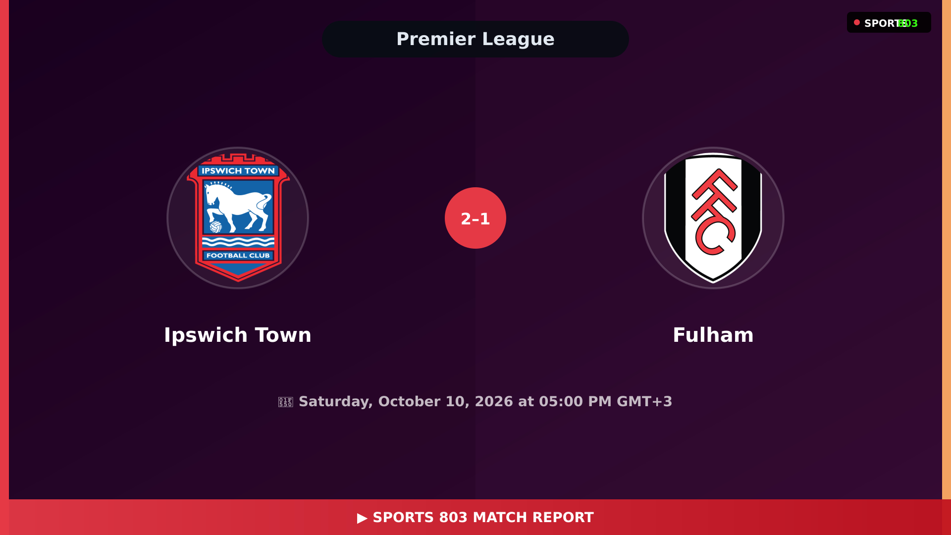 Ipswich Town vs Fulham – Highlights & Replay | Sports 803