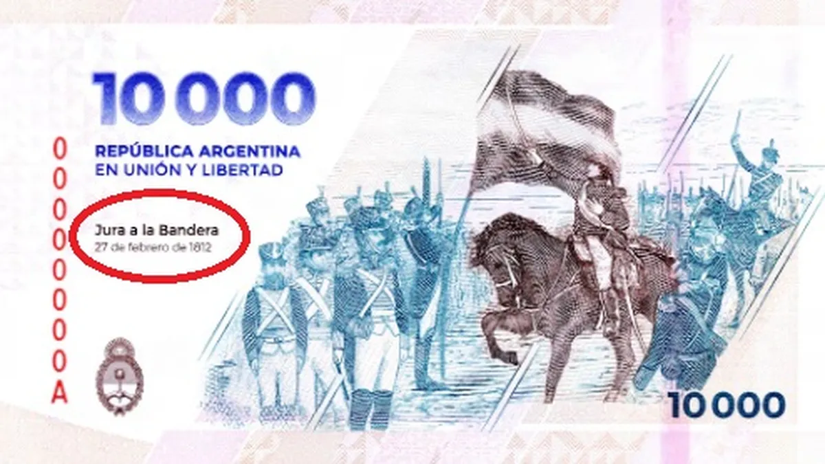 BILLETE DE .000: controversia por un “error histórico” en el reverso