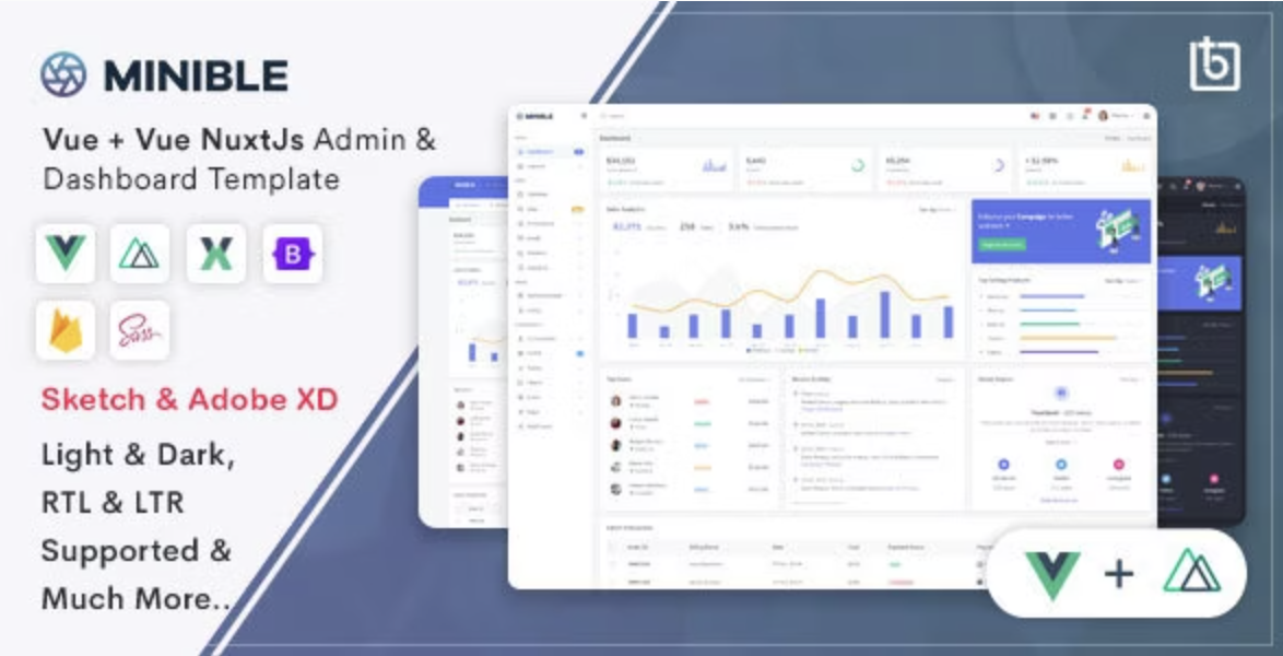 Minible - Vue & Vue Nuxt Admin Dashboard Template | Babiato Forums