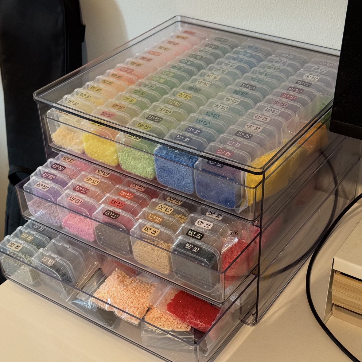 Drawer type layered storage cabinet for Perler beads with multi-layer design and large capacity