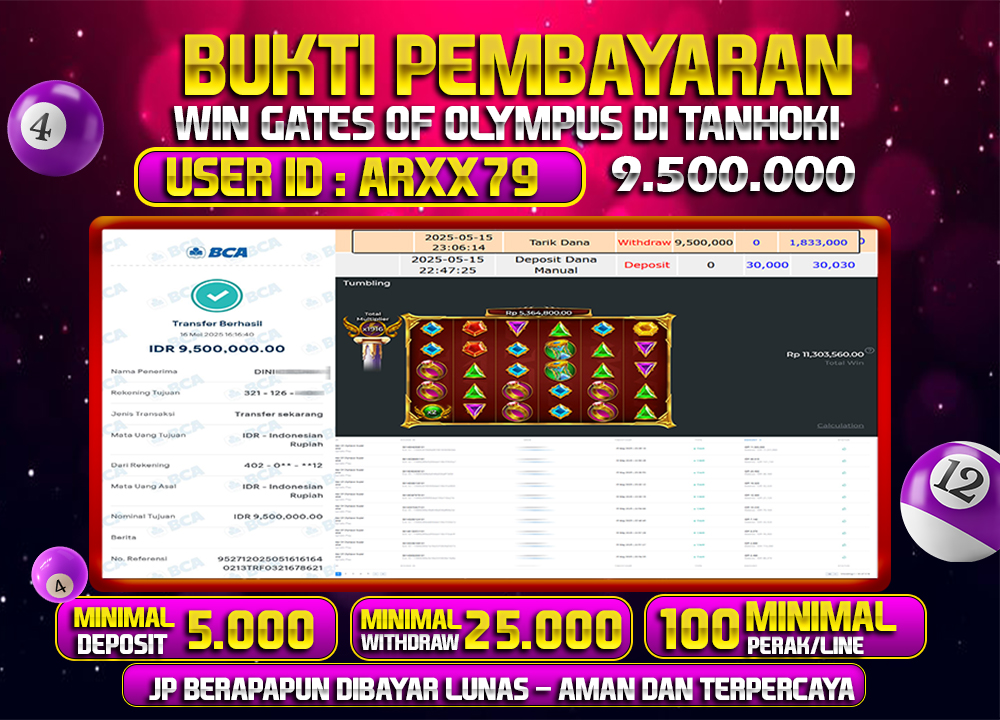TANHOKI JACKPOT SLOT GATES OF OLYMPUS Rp.9.500.000,- LUNAS