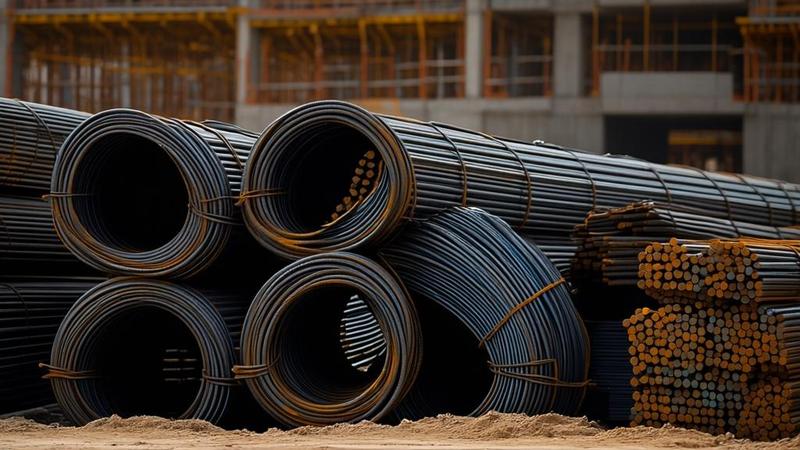Jindal TMT steel bars stacked at construction site