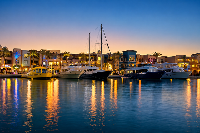 evening promenade atmosphere at Port Ghalib