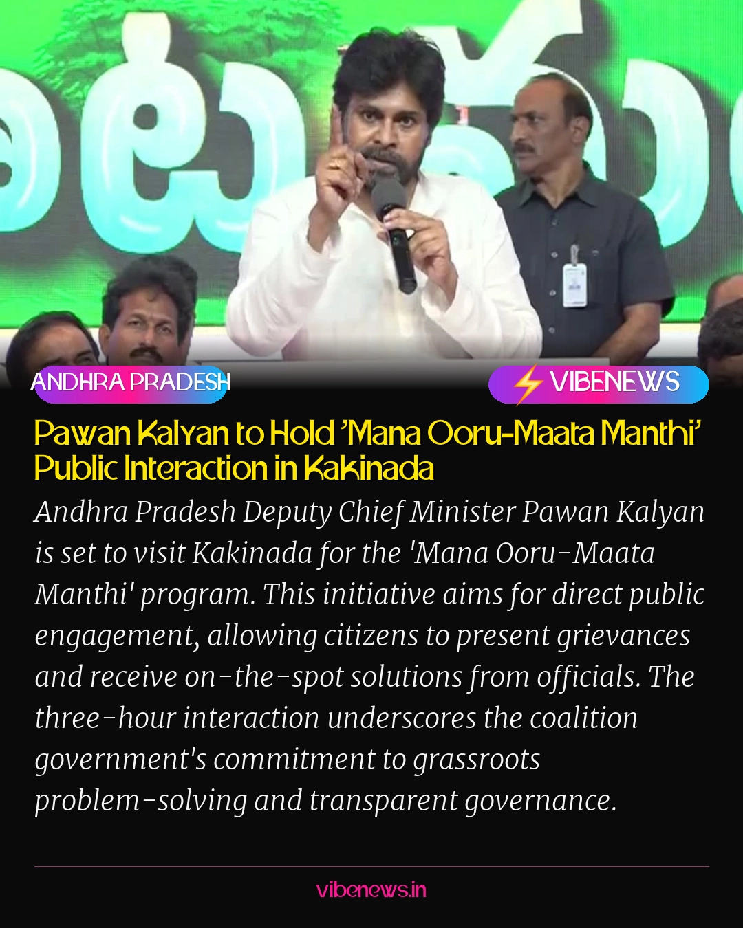 Pawan Kalyan to Hold 'Mana Ooru-Maata Manthi' Public Interaction in Kakinada