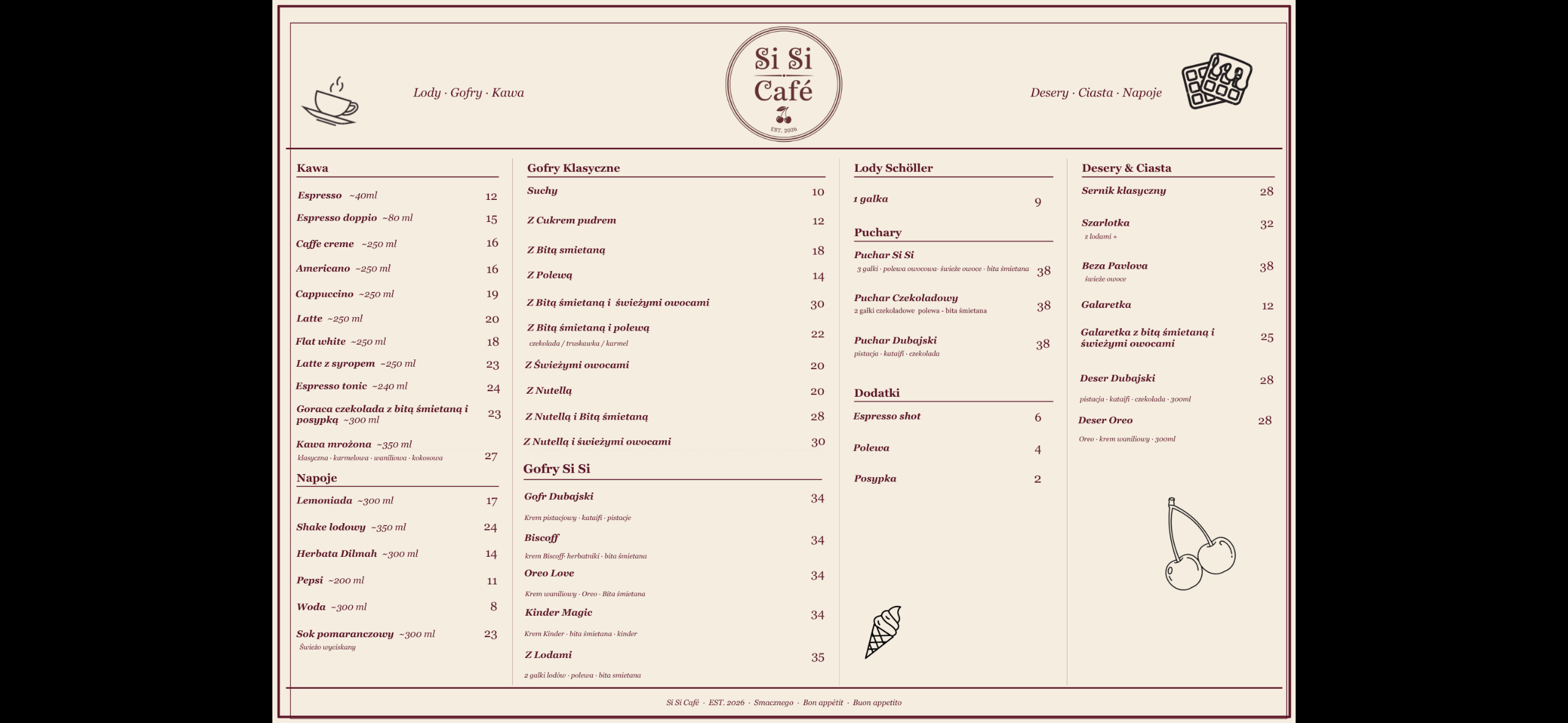Menu Si Si Café