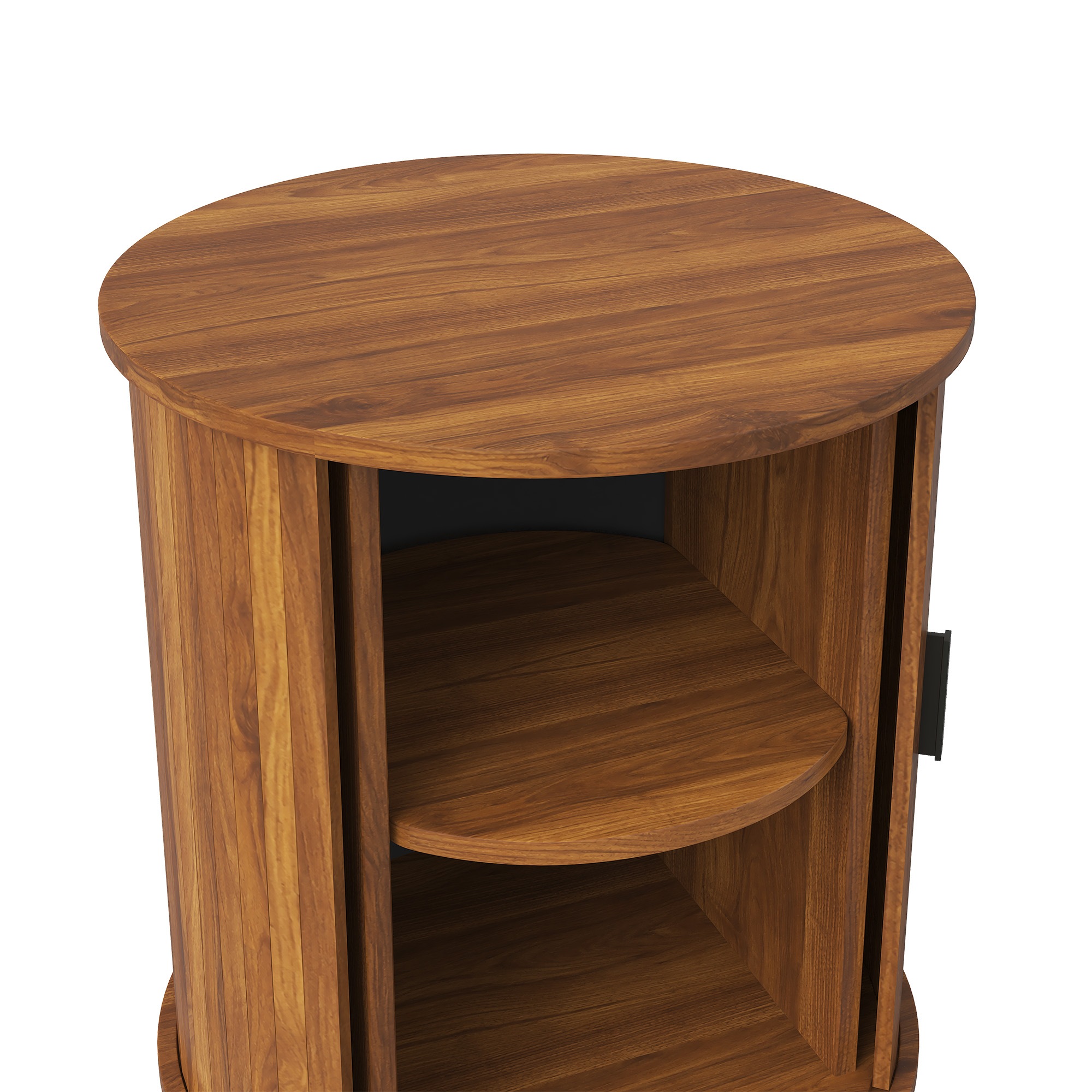 Table Basse Noyer, Rangement, Portes Coulissantes, Angles Arrondis, Structure Robuste, Entretien Facile - 48x48x65cm - Salon 4
