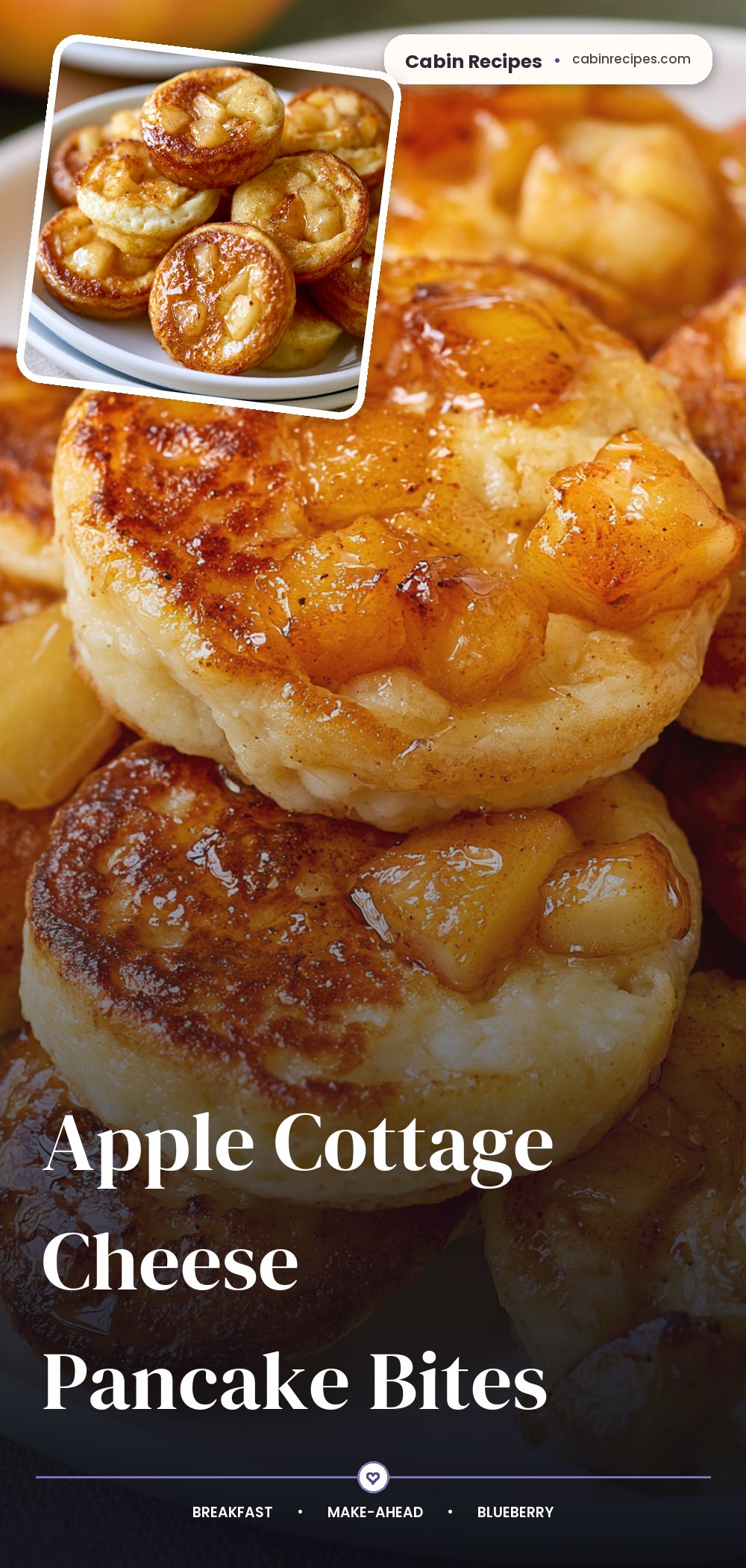 Pinterest graphic for Apple Cottage Cheese Pancake Bites