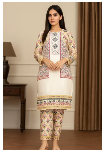 Stylish Collection Linen 2pc All Season 3D Printed Jacket Style Suit Daraz