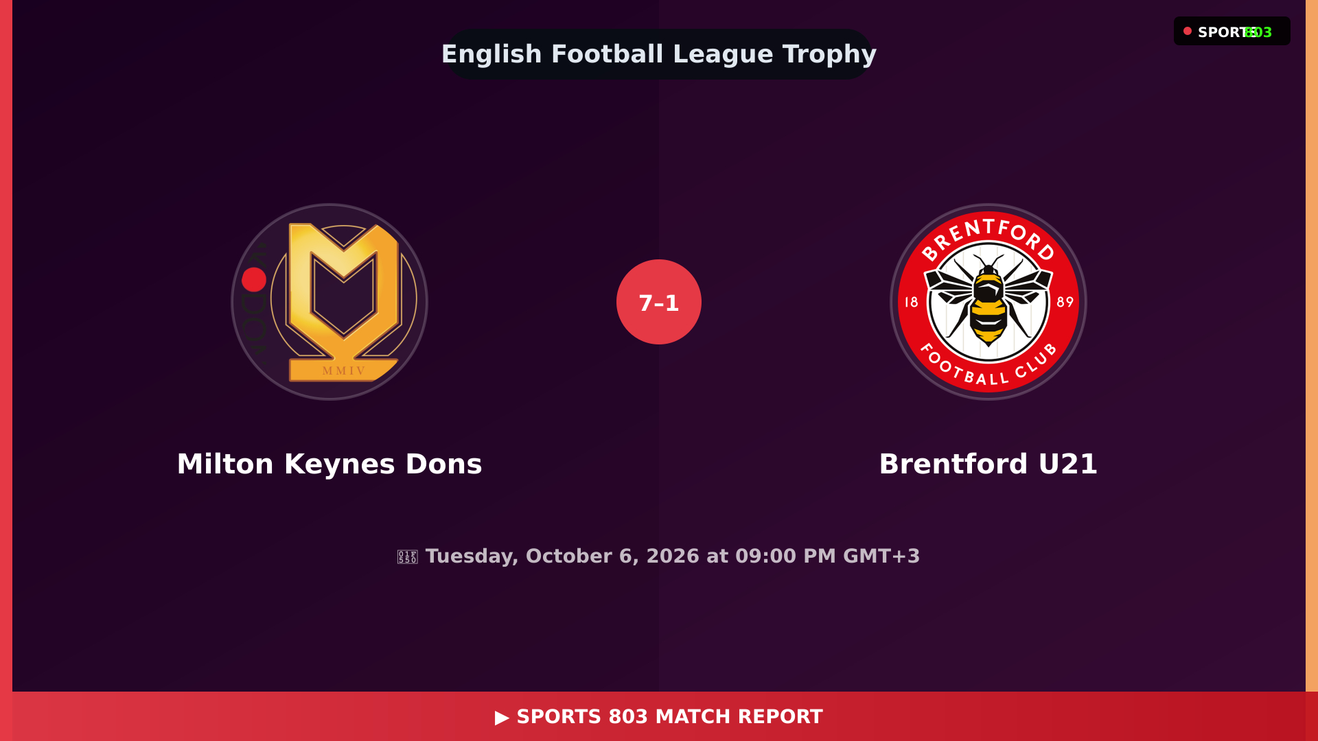 Milton Keynes Dons vs Brentford U21 – Highlights & Replay | Sports 803