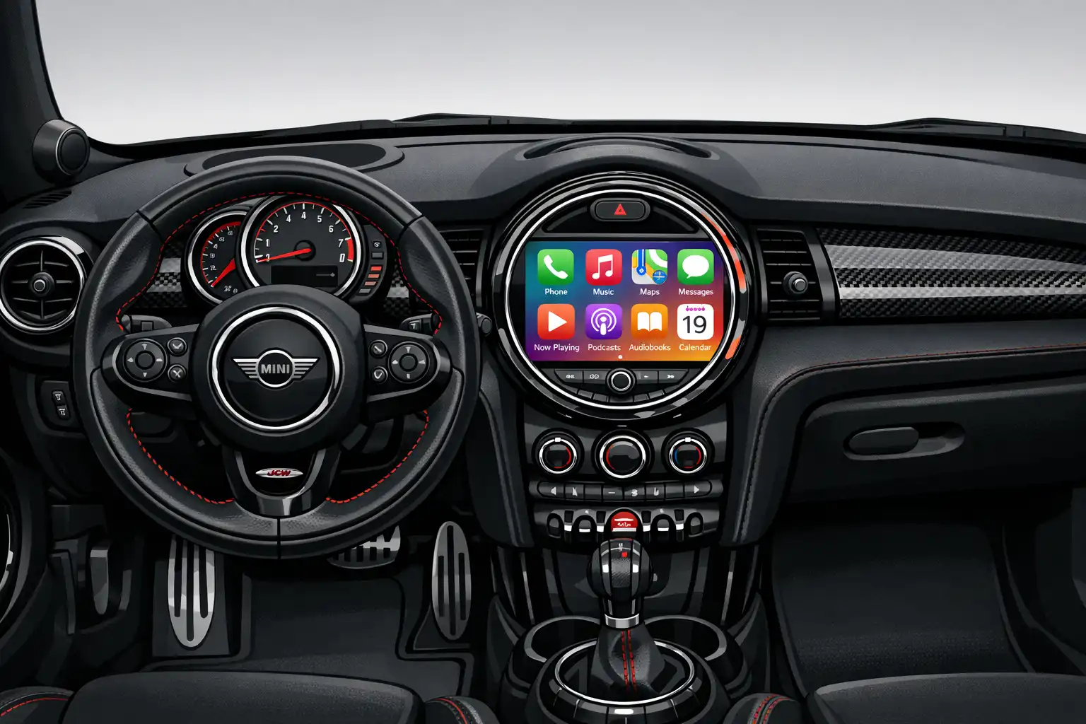 Intérieur Mini JCW 2016 avec écran rond central