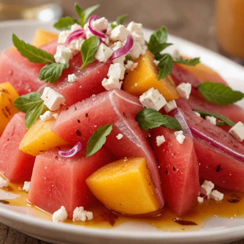 Summer Peach Watermelon Salad You'll Enjoy!