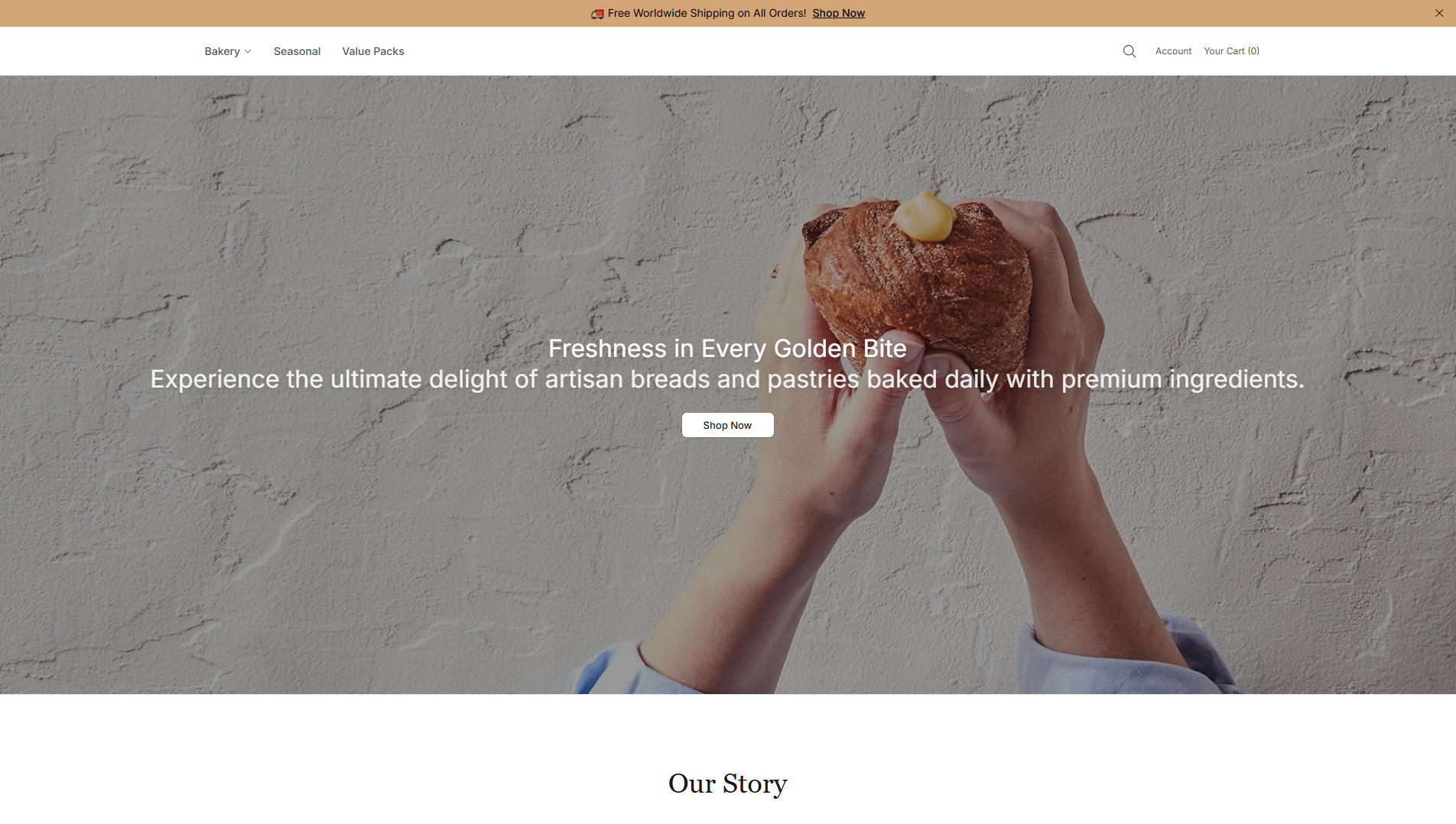 Stored capture of bakersdelightglobal.shop