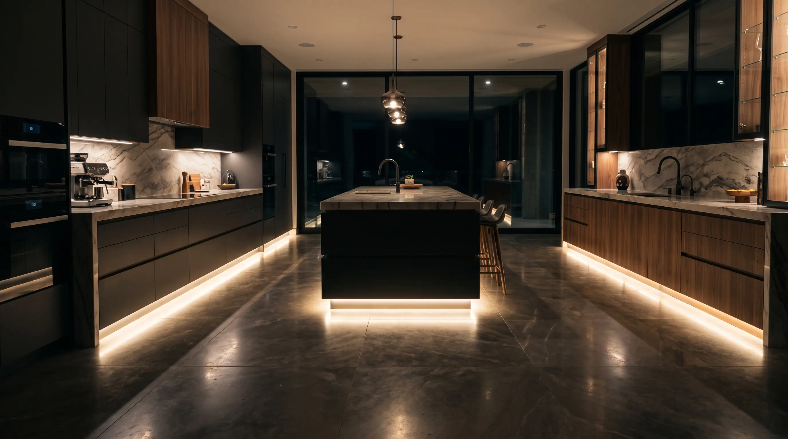 Floating Kitchen Toe-Kick Lighting