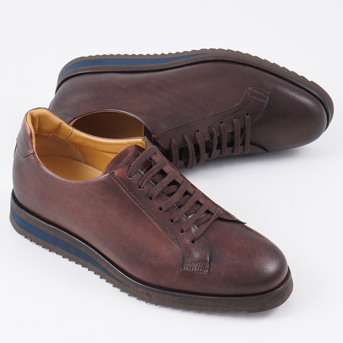 Sutor Mantellassi Brown Calf Leather Laced Sneakers US 7 (Eu 40 