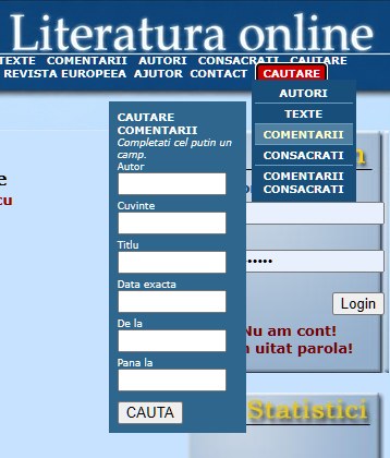 Interfața de c�utare: COMENTARII