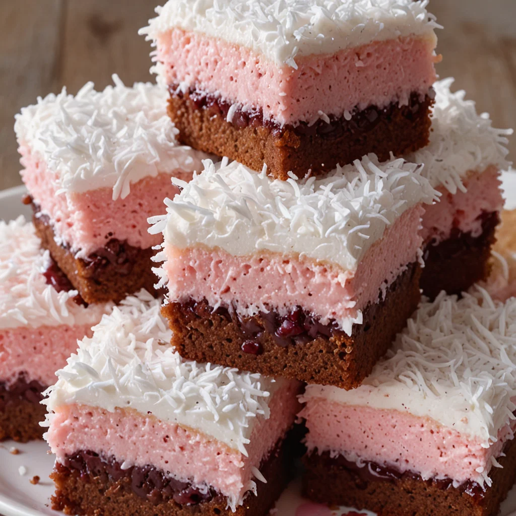 Pink Coconut Snowball Cake Bars