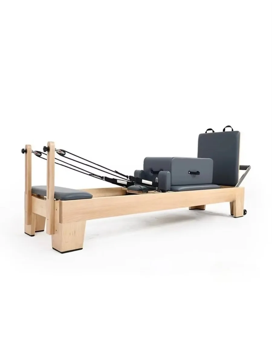 Wood Pilates Reformer Set Customizable Leather Colors Reformer Pilates Machine for Yoga Studio pilates 3-in-1 view 3