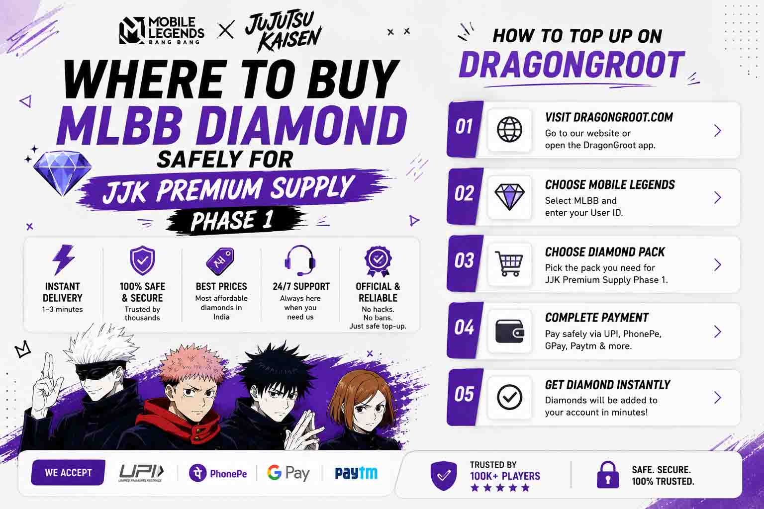 Where to buy MLBB diamonds safely for JJK Premium Supply Phase 1