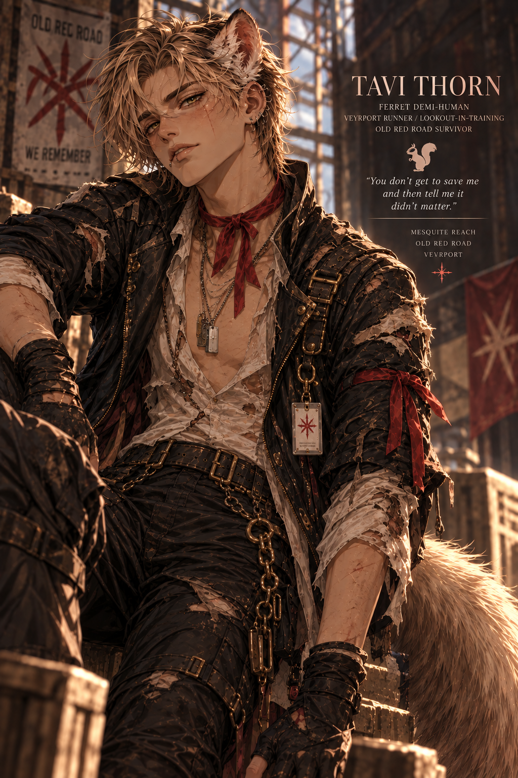 Tavi Thorn, ferret demi-human runner and Red Ribbon Twenty survivor