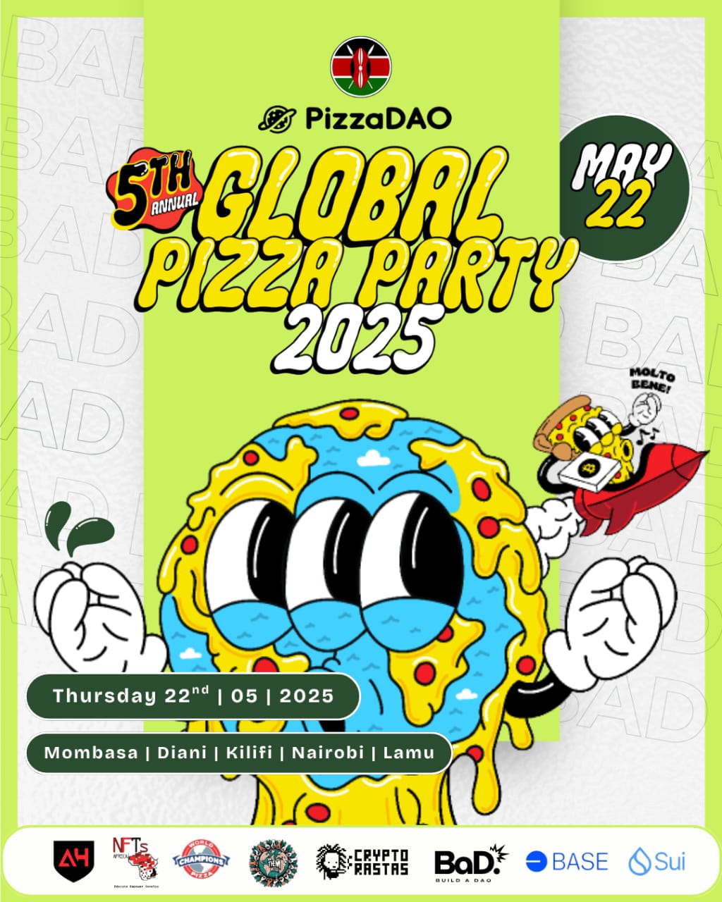 Global Pizza Party Illustration