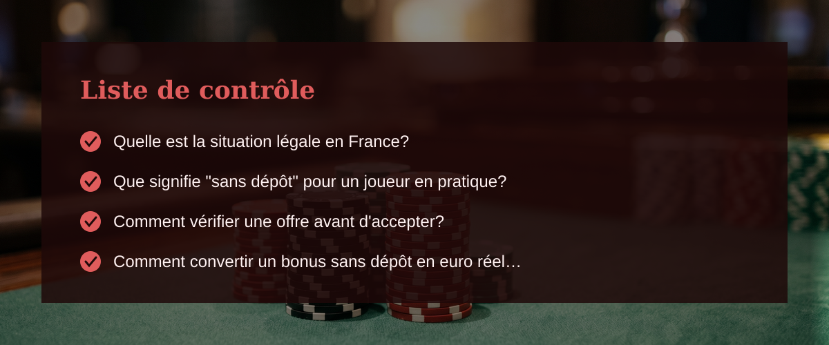 Casino bonus de bienvenue sans dépôt : que disent les chiffres pour un joueur français? — Liste de contrôle Casino bonus de bienvenue sans dépôt : que disent les chiffres pour un joueur français? — Liste de contrôle