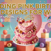 Trending birthday cake for women pink with floral decorations