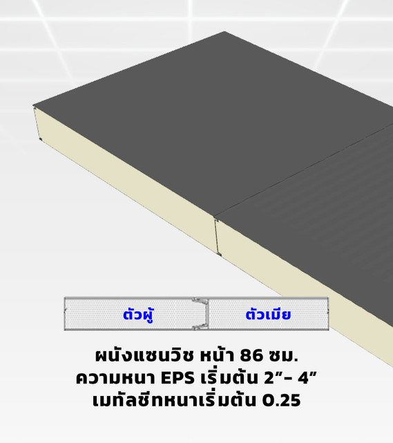 ผนัง Sandwich Panel EPS ลพบุรี โกดัง โรงงาน ห้องเย็น