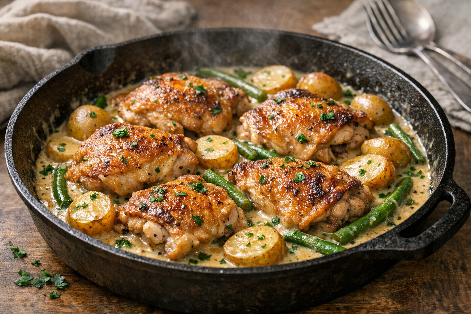 One Pan Creamy Chicken Dinner
