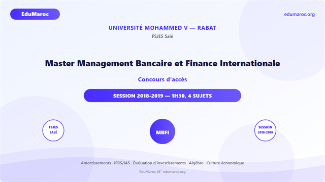 Master Management Bancaire et Finance Internationale — FSJES Salé 2018-2019