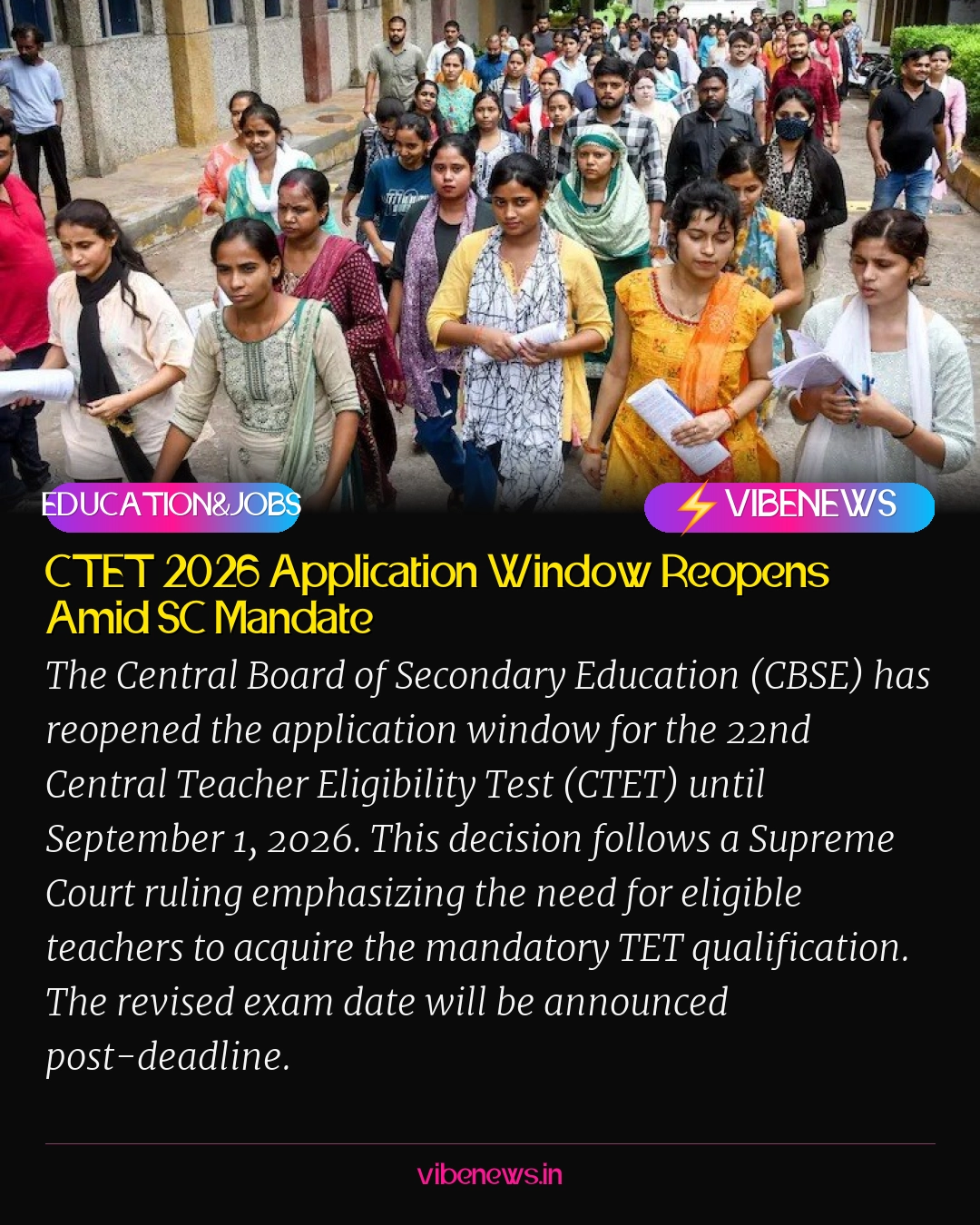 CTET 2026 Application Window Reopens Amid SC Mandate