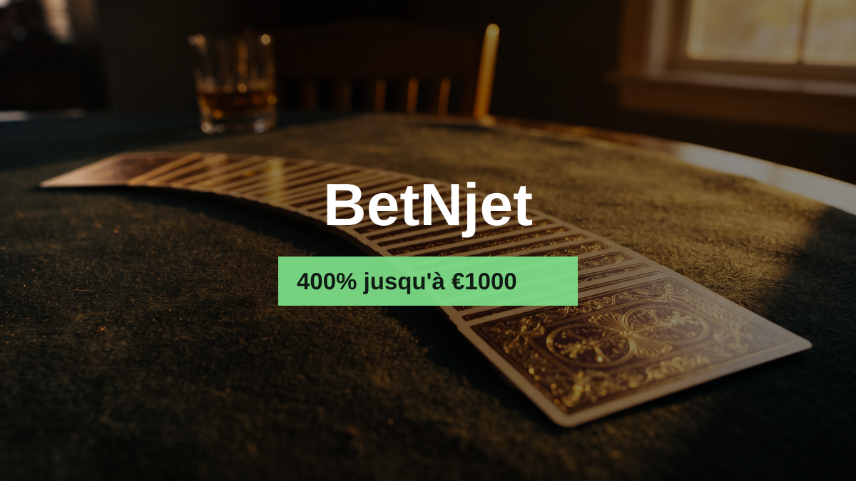 BetNjet casino — bonus de bienvenue 400% jusqu'à €1000 + 100 FS, paiements: Visa, Mastercard, Skrill, Neteller, Bitcoin
