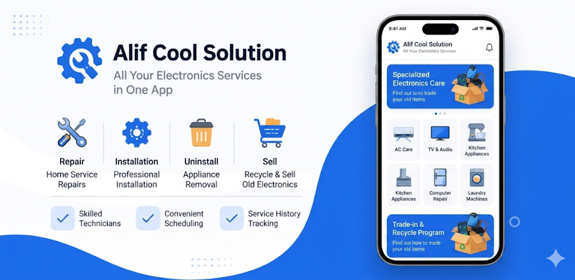 Alif Cool Solution connects customers with trusted AC and appliance repair services. Serving hundreds of users with fast, reliable service.