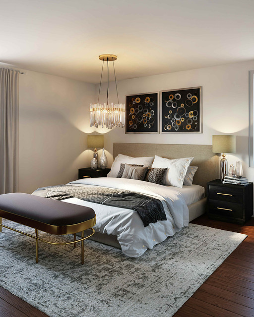 Serene bedroom with warm light