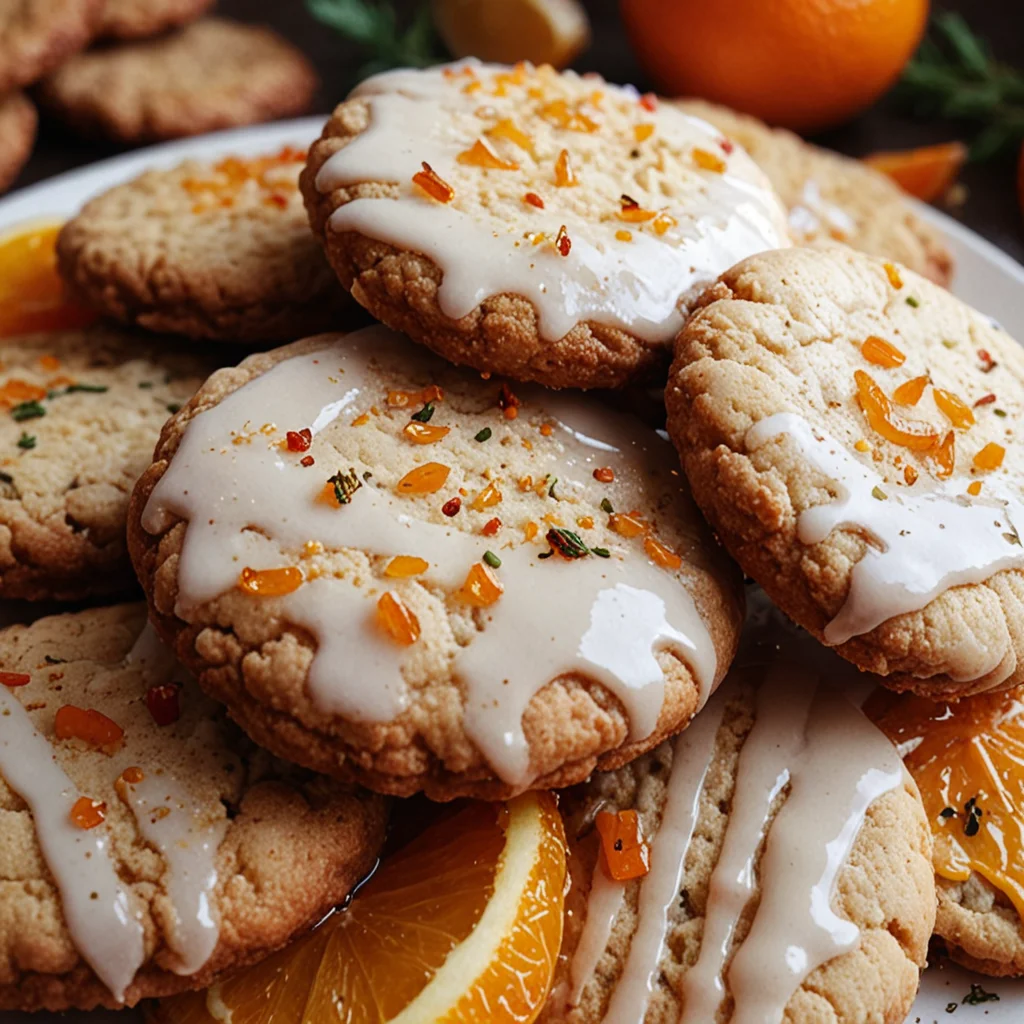 Orange Clove Cookies with Festive Glaze