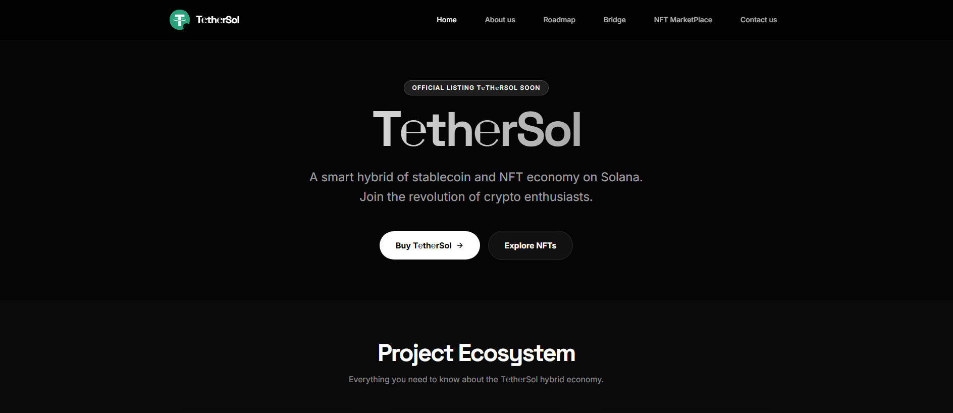 Forensic screenshot of tethersol.xyz showing the phishing page layout