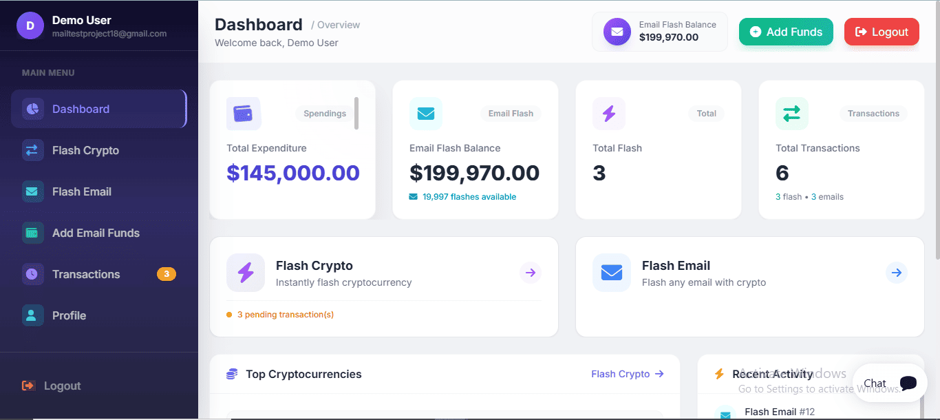 Crypto/Email Flash Website