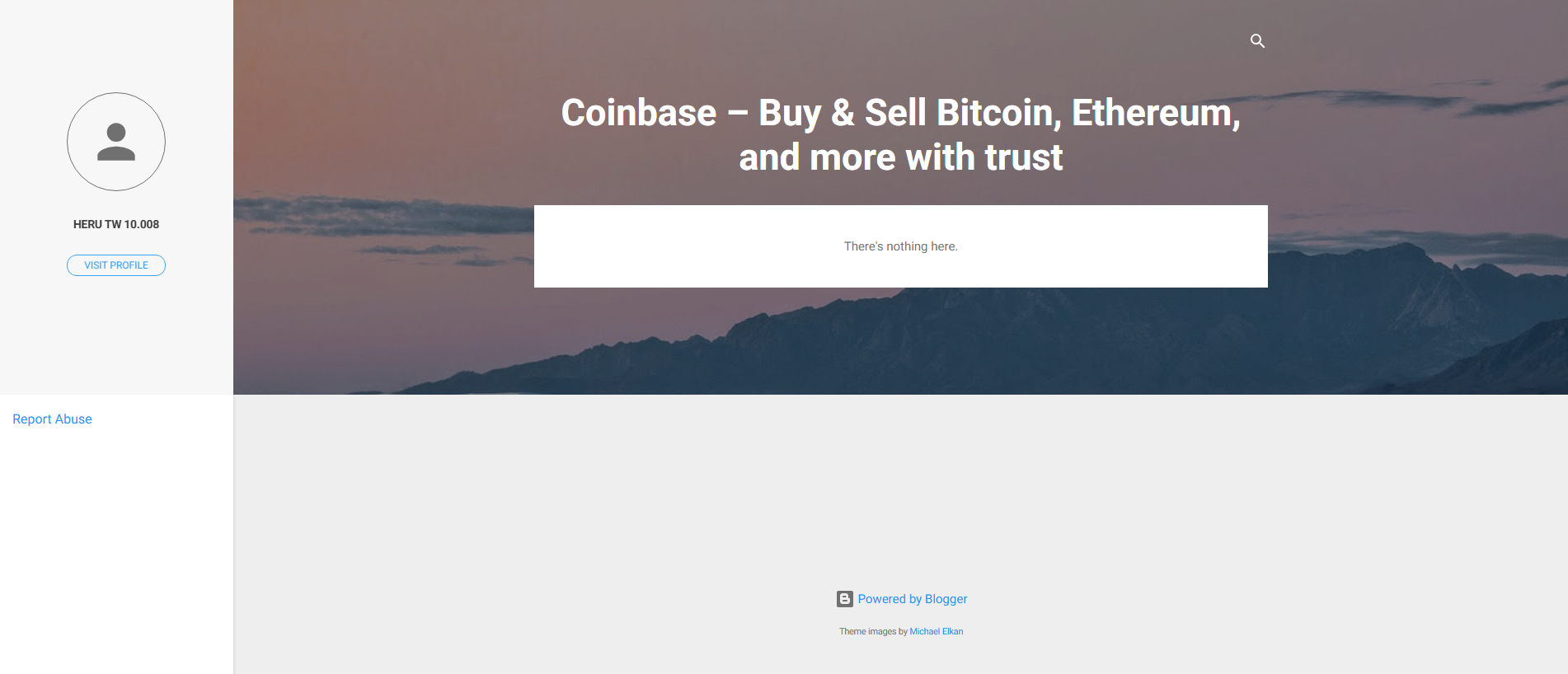 Forensic screenshot of coinbase2020.blogspot.com showing the phishing page layout