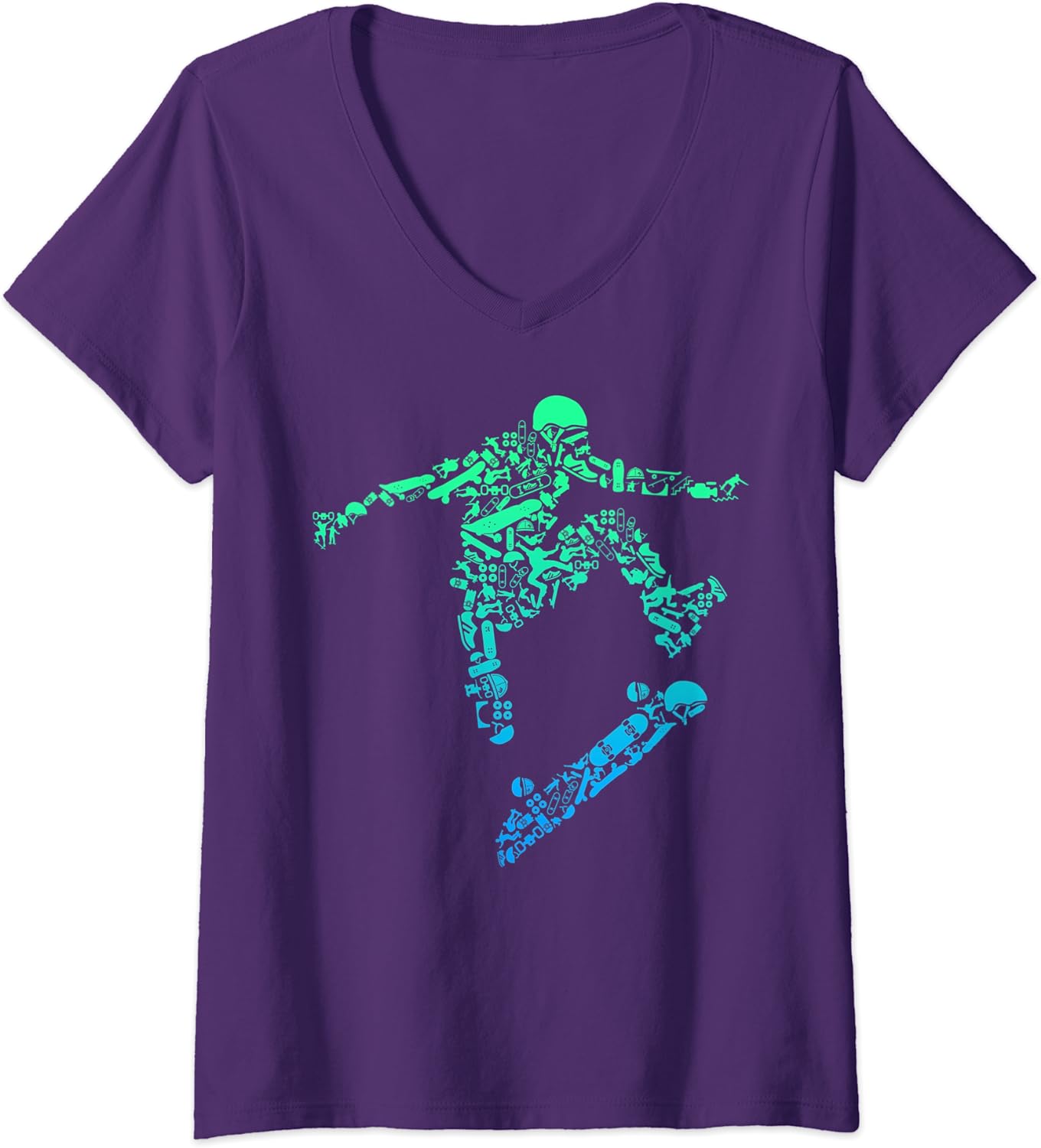 Helmet Gear Skateboard Fun Sports Gift Funny Ladies' V-Neck Tshirt