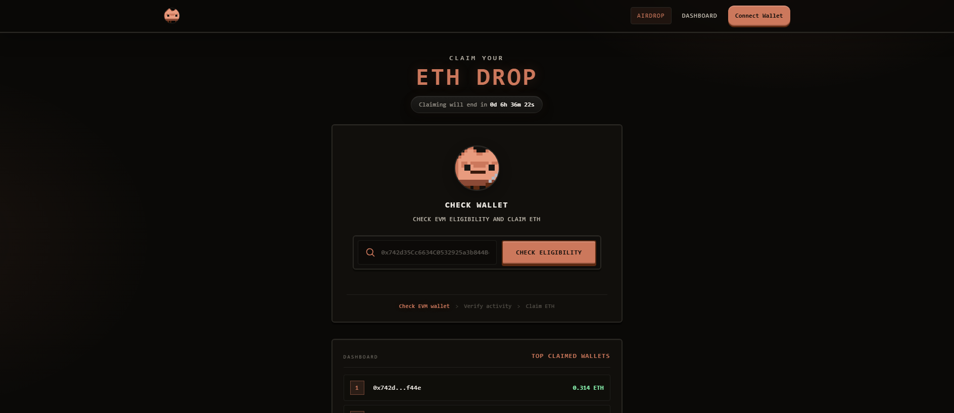 Forensic screenshot of eventchecker.dropnow.lol showing the phishing page layout