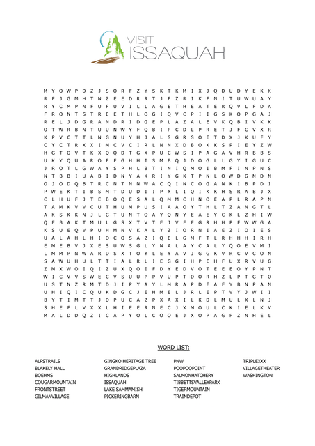 Visit-Issaquah-Word-Search
