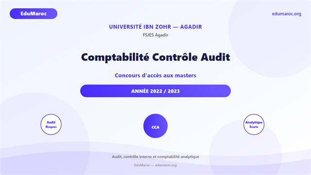 Exemple Concours Master CCA FSJES Agadir 2022-2023
