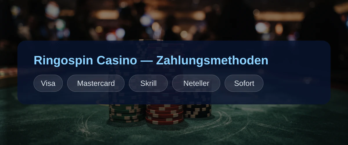 Ringospin Casino &mdash; Zahlungsmethoden: Visa, Mastercard, Skrill, Neteller, Sofort