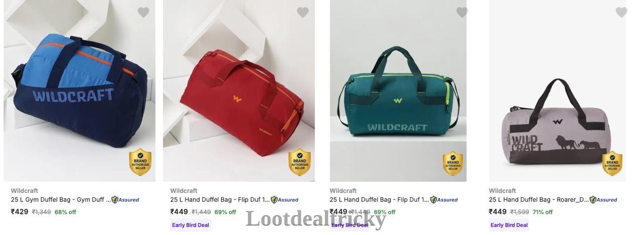 Wildcraft Duffel Bags – Great Loot Offer @ ₹429 (78%) Wildcraft Duffel Bags – Great Loot Offer @ ₹429 (78%)