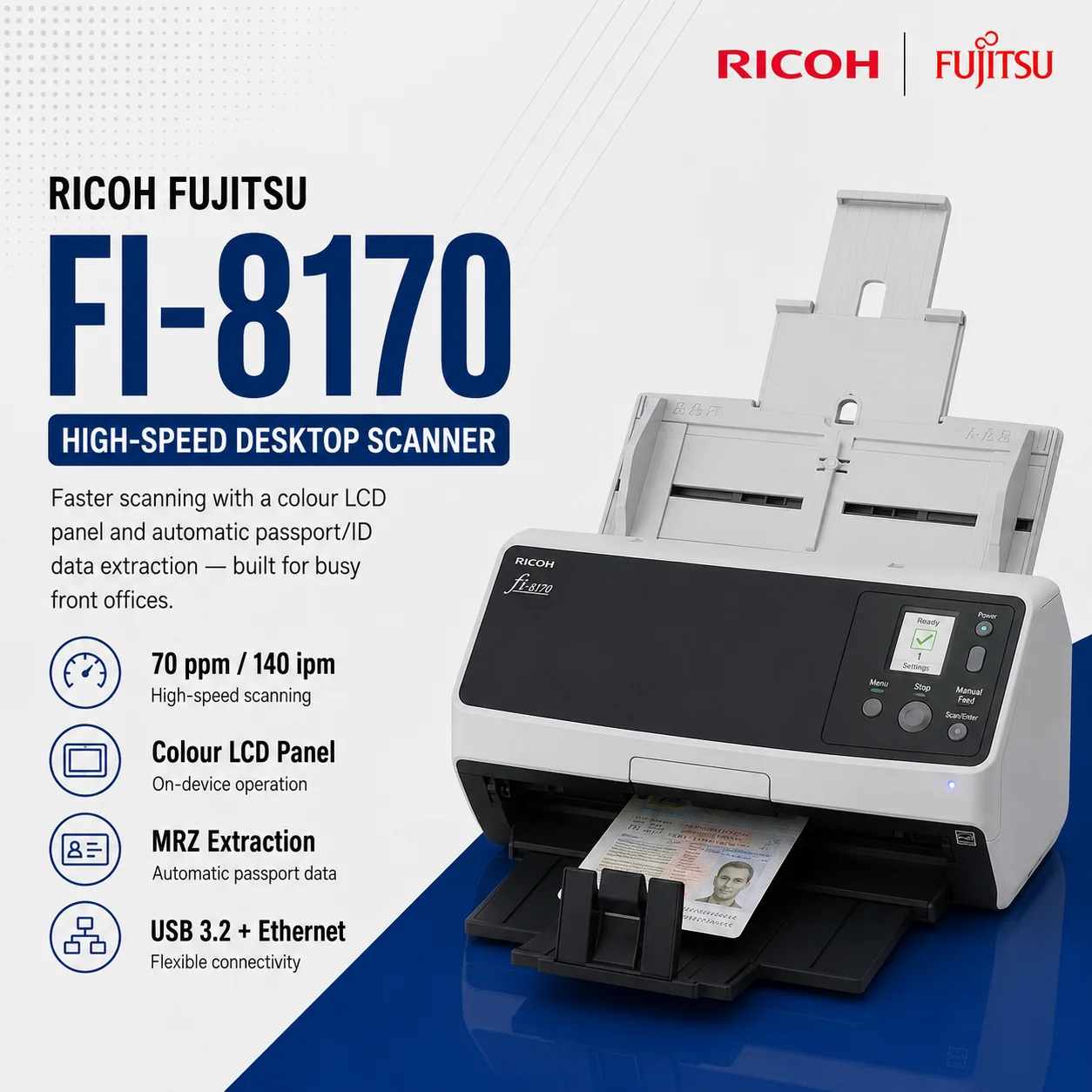Ricoh fi-8170 High-Speed Desktop Document Scanner Malaysia