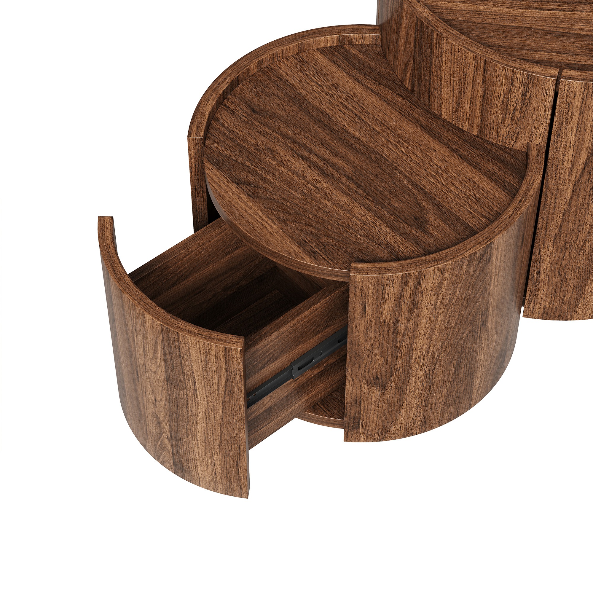 Table Basse Noyer, Rangement, Fermeture Douce, Design Moderne, Angles Arrondis, Usage Quotidien - 77.5x47.5x40cm - Salon 3