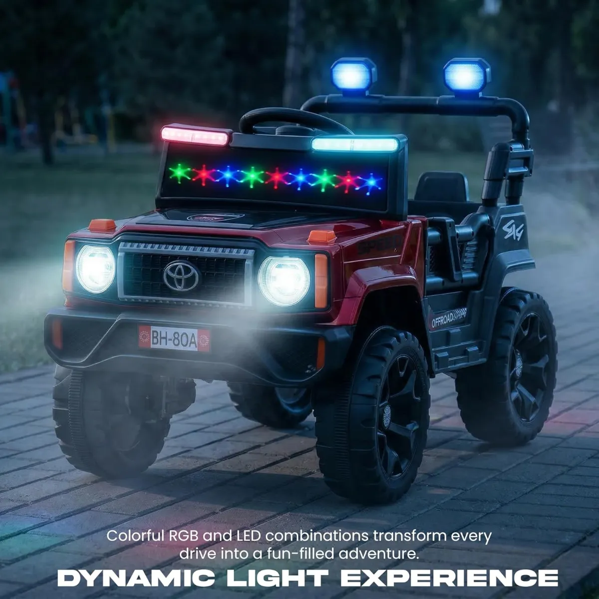 80 D Battery Operated Jeep for Kids with Parental Control | 4x4 Motor Baby Electric Ride On Toy Car with RGB Lights, Music & Swing Mode | Rechargeable Battery Car for Kids 1–6 Years photo 9